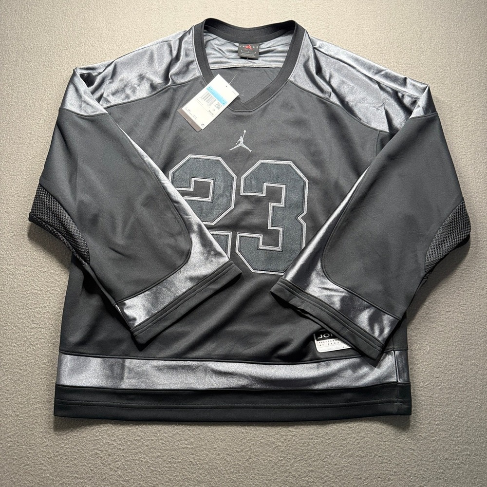 Jordan Sport DNA Hockey Jersey Mens Size Medium Black Metallic Silver HV0109-010